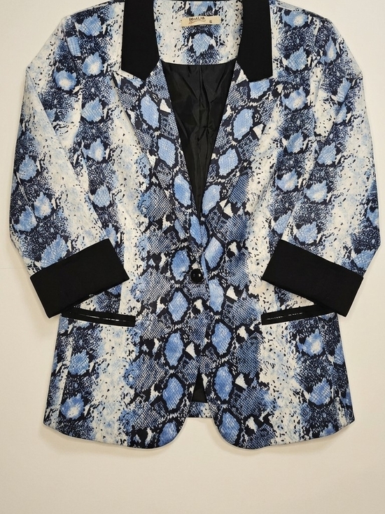 resalsa gold Jackets & Blazers - Vintage Snake-Print Blue Blazer Jacket - Women's - Thrifted @ ITALY